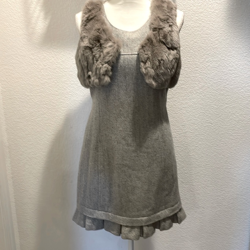 T.a.b exquisite wool lined dress with fur accent. Fit and flare. NWT. Sweet-EUC!